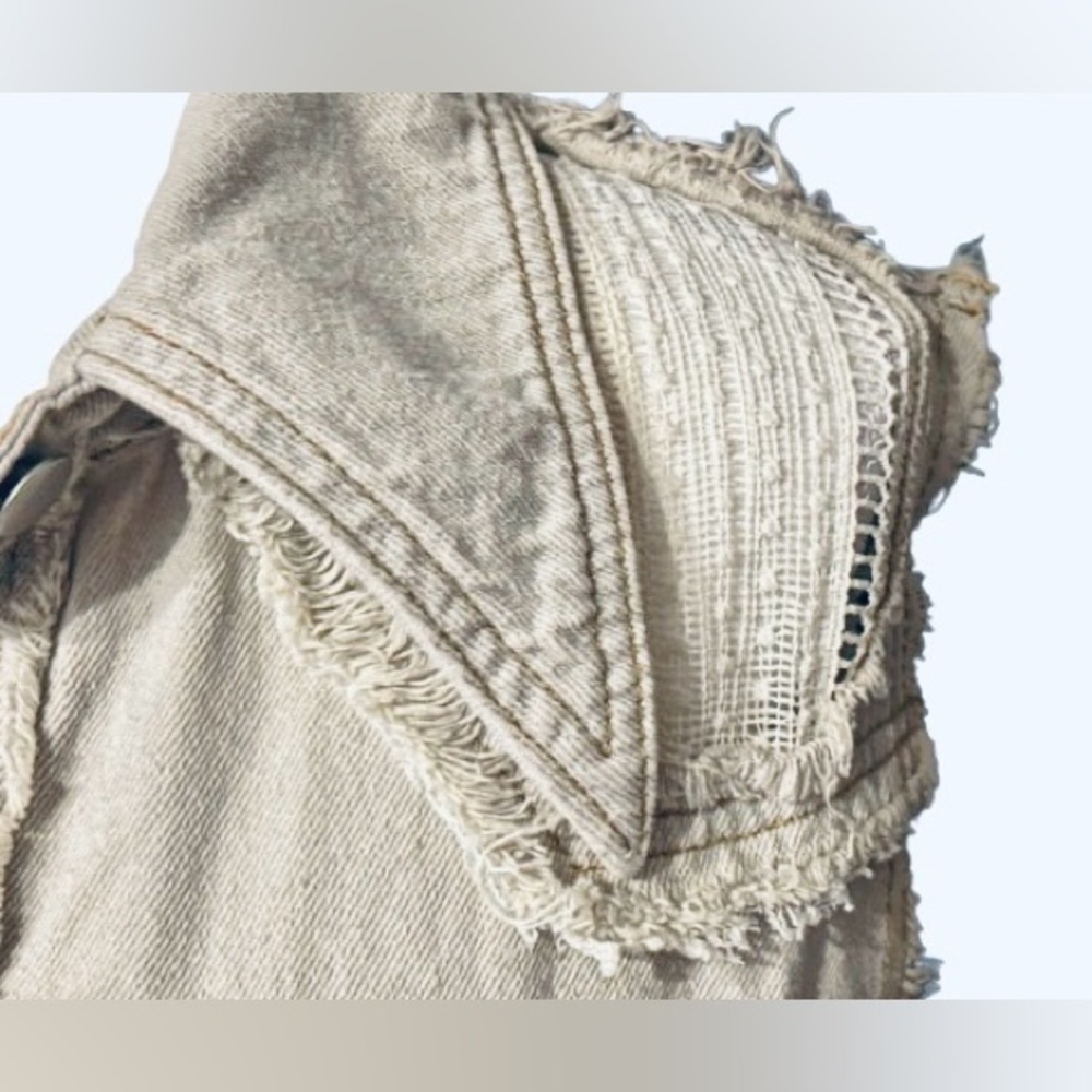 100% Cotton POL Patchwork Denim Dress Vest Boho Floral Embroidered Boho Cottage - Picture 9 of 16